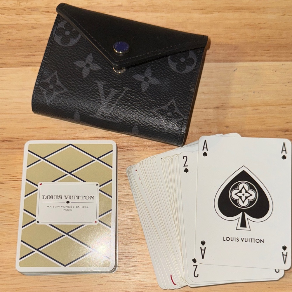 Louis Vuitton Black Monogram Card Holder playing cards set